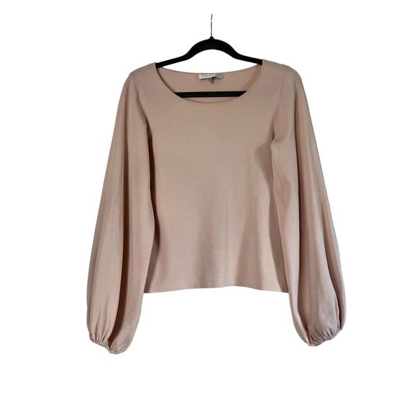Milly Light Pastel Pink Long Puff Sleeve Knit Top Sz M - Picture 1 of 8